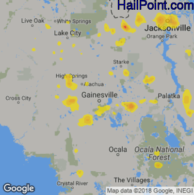 Hail Map for Gainesville, FL Region on May 28, 2019