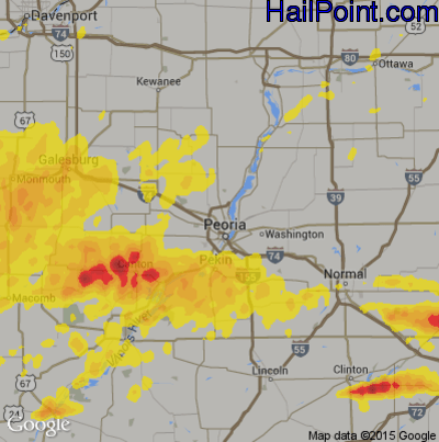 Hail Map for Peoria, IL Region on May 28, 2019