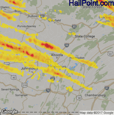 Hail Map for Altoona, PA Region on May 28, 2019