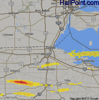 Hail Map for Toledo, OH Region on May 28, 2019 