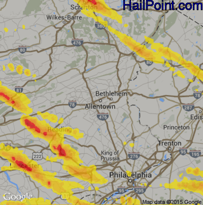 Hail Map for Allentown, PA Region on May 28, 2019