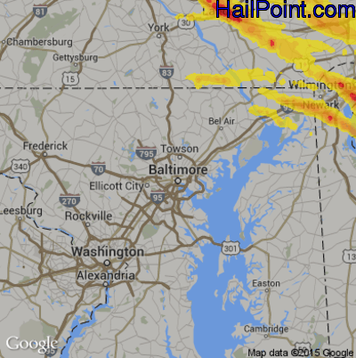 Hail Map for Baltimore, MD Region on May 28, 2019 