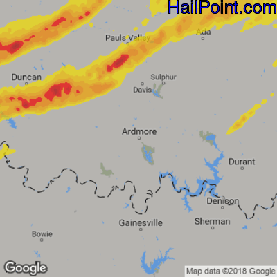 Hail Map for Ardmore, OK Region on May 28, 2019