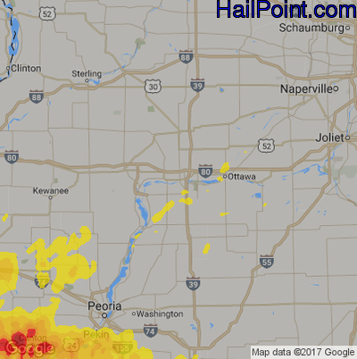 Hail Map for Peru, IL Region on May 29, 2019