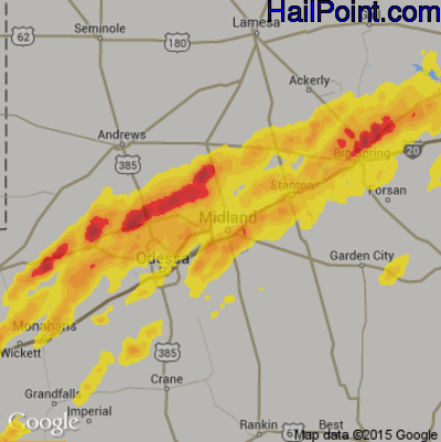 Hail Map for Midland, TX Region on May 29, 2019