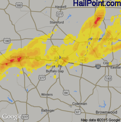 Hail Map for Abilene, TX Region on May 29, 2019