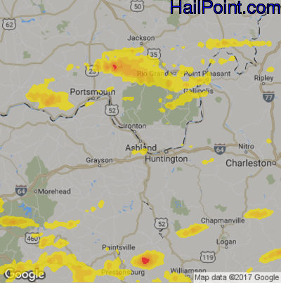 Hail Map for Asheland, KY Region on May 29, 2019 