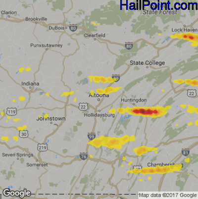 Hail Map for Altoona, PA Region on May 29, 2019