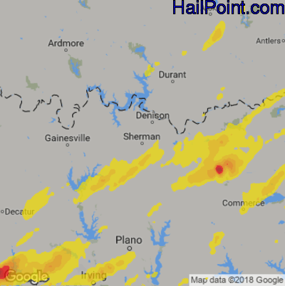 Hail Map for Sherman, TX Region on May 29, 2019 