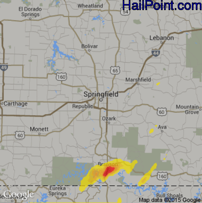 Hail Map for Springfield, MO Region on May 29, 2019