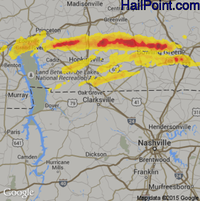 Hail Map for Clarksville, TN Region on May 29, 2019