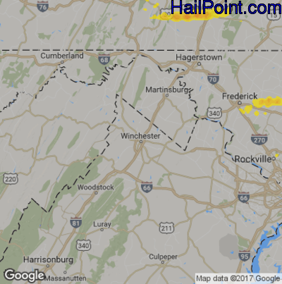 Hail Map for Winchester, VA Region on May 29, 2019 