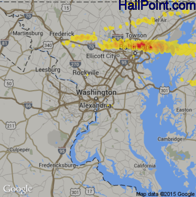 Hail Map for Washington, DC Region on May 29, 2019