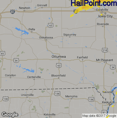 Hail Map for Ottumwa, IA Region on May 30, 2019