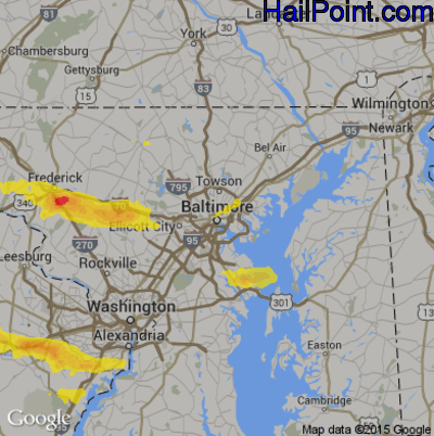 Hail Map for Baltimore, MD Region on May 30, 2019