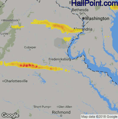 Hail Map for Fredericksburg, VA Region on May 30, 2019