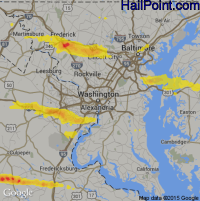 Hail Map for Washington, DC Region on May 30, 2019