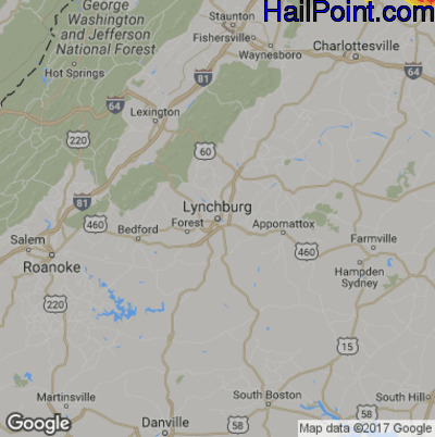 Hail Map for Lynchburg, VA Region on May 30, 2019 