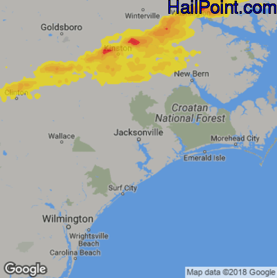 Hail Map for Jacksonville, NC Region on May 30, 2019