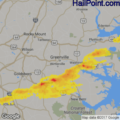 Hail Map for Greenville, NC Region on May 30, 2019