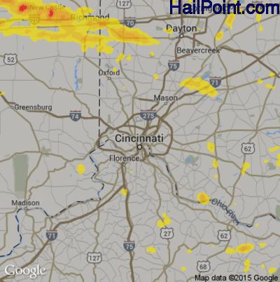 Hail Map for Cincinnati, OH Region on May 30, 2019