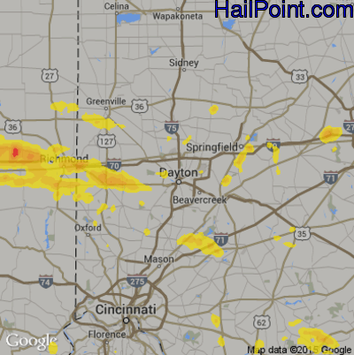Hail Map for Dayton, OH Region on May 30, 2019