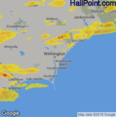 Hail Map for Wilmington, NC Region on May 31, 2019