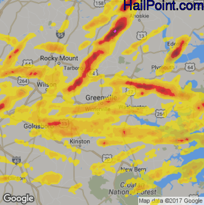 Hail Map for Greenville, NC Region on May 31, 2019 