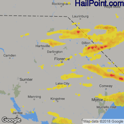 Hail Map for Florence, SC Region on May 31, 2019