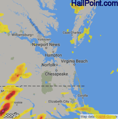 Hail Map for Norfolk, VA Region on May 31, 2019 