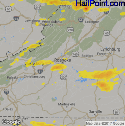 Hail Map for Roanoke, VA Region on May 31, 2019