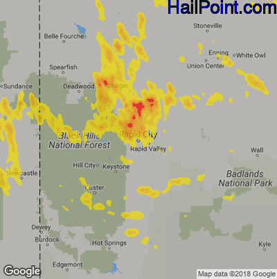 Hail Map for Rapid City, SD Region on May 31, 2019