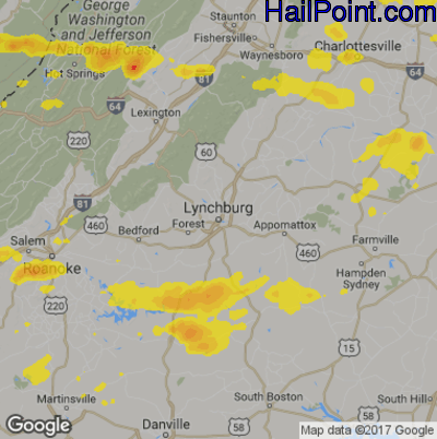 Hail Map for Lynchburg, VA Region on May 31, 2019 