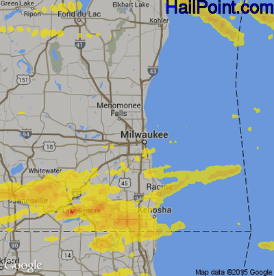 Hail Map for Milwaukee, WI Region on June 1, 2019