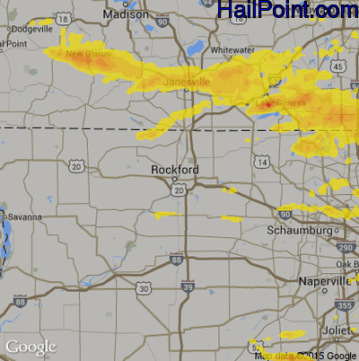 Hail Map for Rockford, IL Region on June 1, 2019