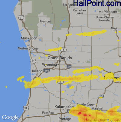 Hail Map for Grand Rapids, MI Region on June 1, 2019
