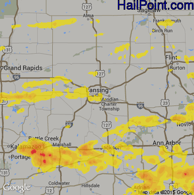 Hail Map for Lansing, MI Region on June 1, 2019