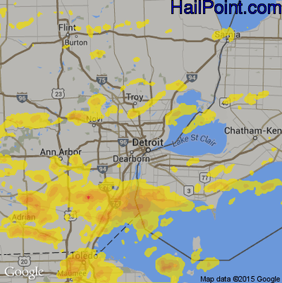 Hail Map for Detroit, MI Region on June 1, 2019