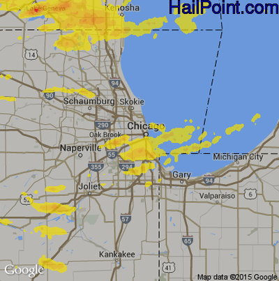 Hail Map for Chicago, IL Region on June 1, 2019