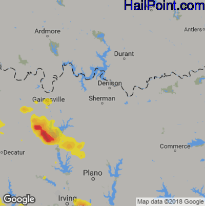 Hail Map for Sherman, TX Region on June 1, 2019
