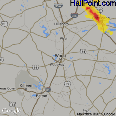 Hail Map for Waco, TX Region on June 2, 2019 
