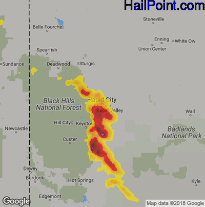 Hail Map for Rapid City, SD Region on June 2, 2019