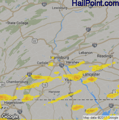 Hail Map for Harrisburg, PA Region on June 2, 2019