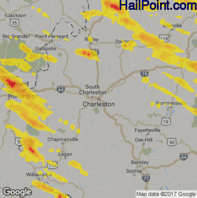 Hail Map for Charleston, WV Region on June 2, 2019