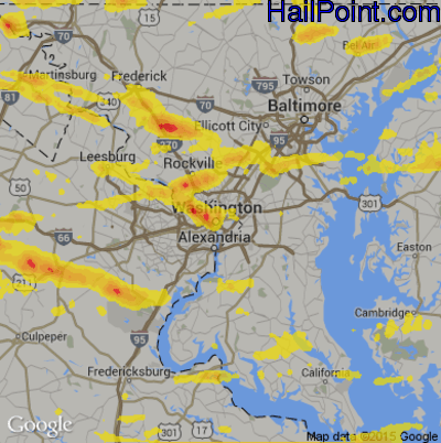 Hail Map for Washington, DC Region on June 2, 2019