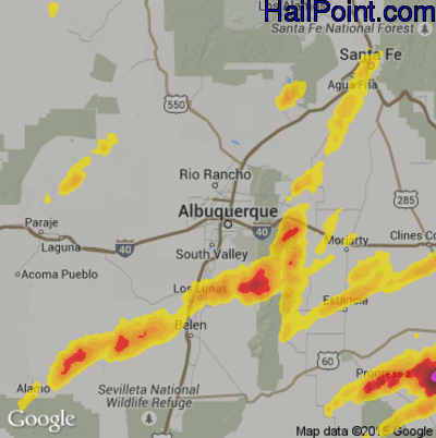 Hail Map for Albuquerque, NM Region on June 2, 2019