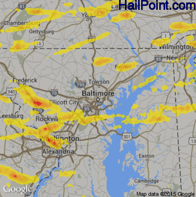 Hail Map for Baltimore, MD Region on June 2, 2019