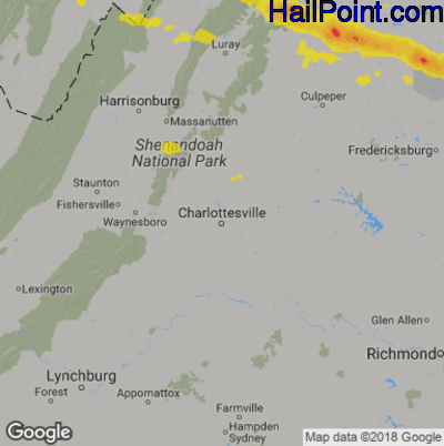 Hail Map for Charlotttesville, VA Region on June 2, 2019