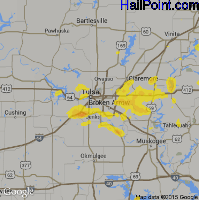 Hail Map for Tulsa, OK Region on June 3, 2019