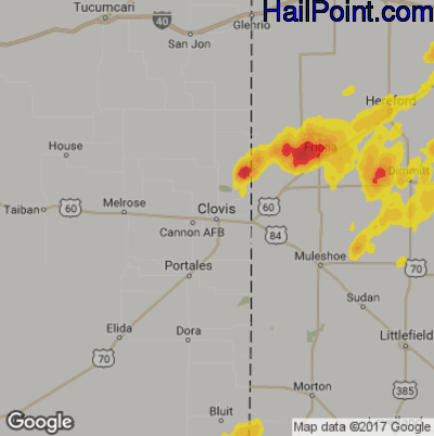 Hail Map for Clovis, NM Region on June 4, 2019